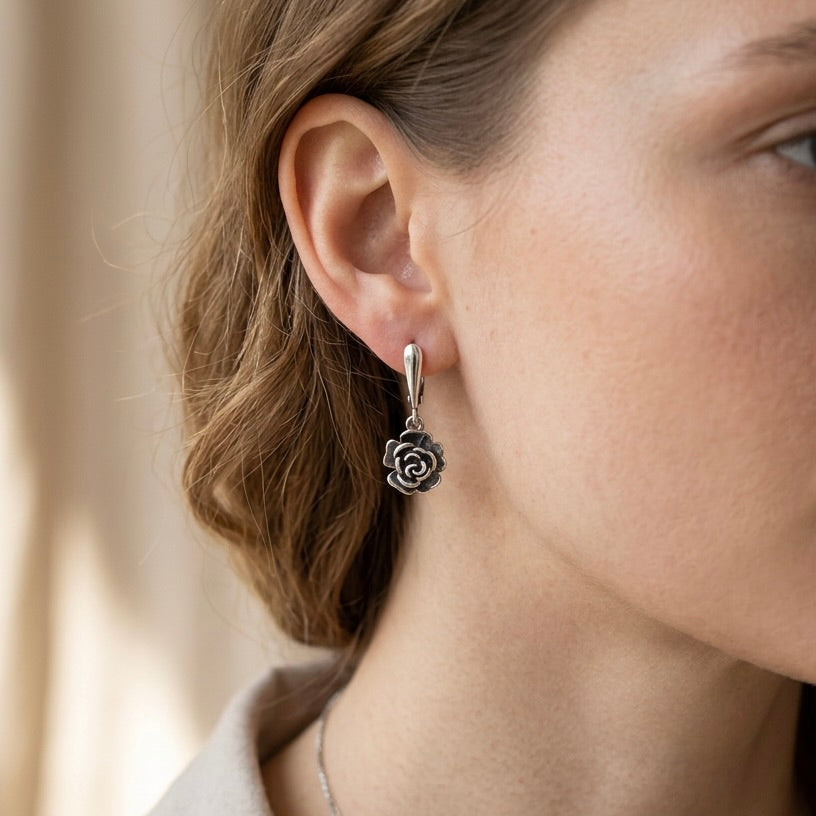 Sterling-Silber 925 Rosé Ohrhänger Oxidiert "Dulce Rosa"