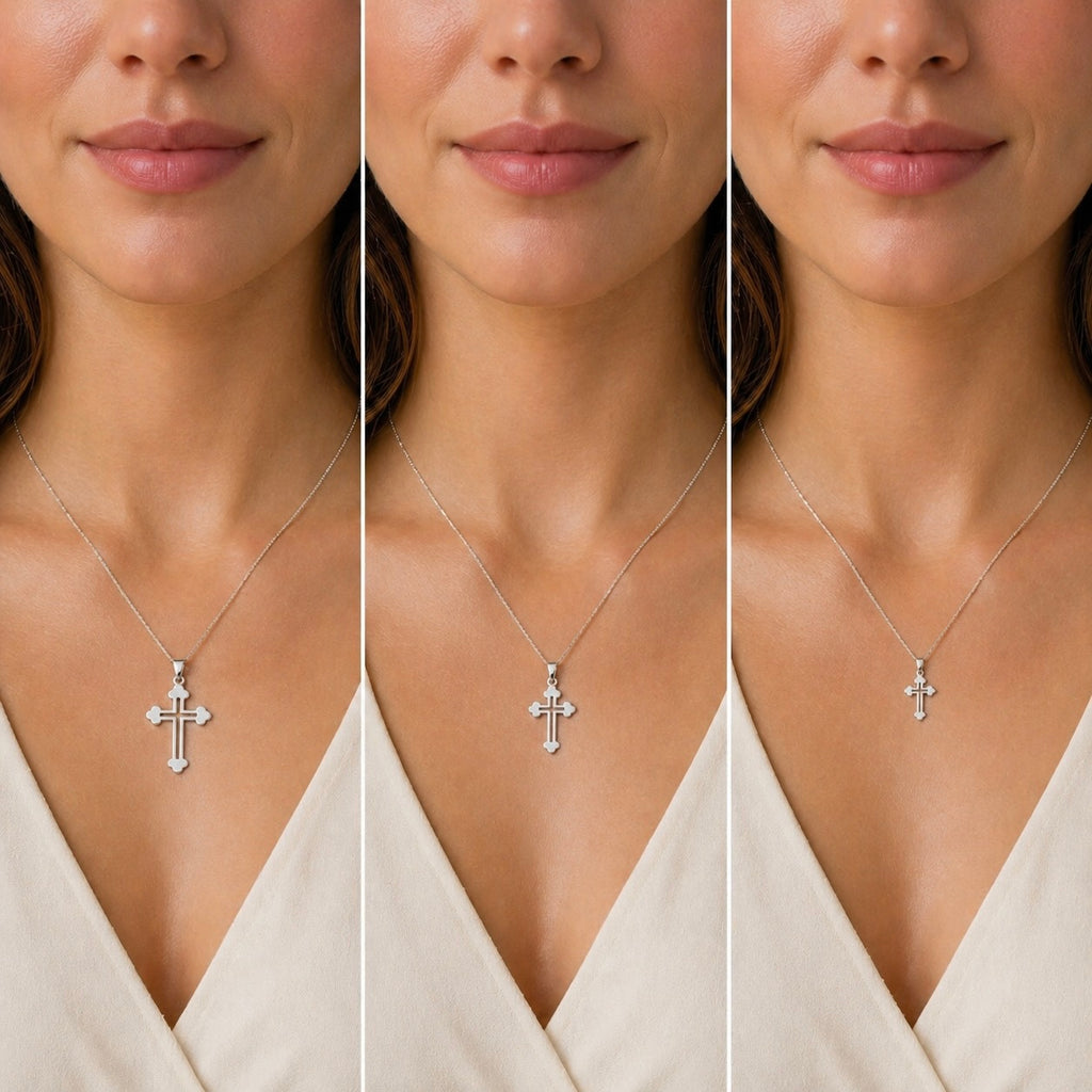 Sterlingsilber 925 Kleeblattkreuz-Anhänger „Triade“