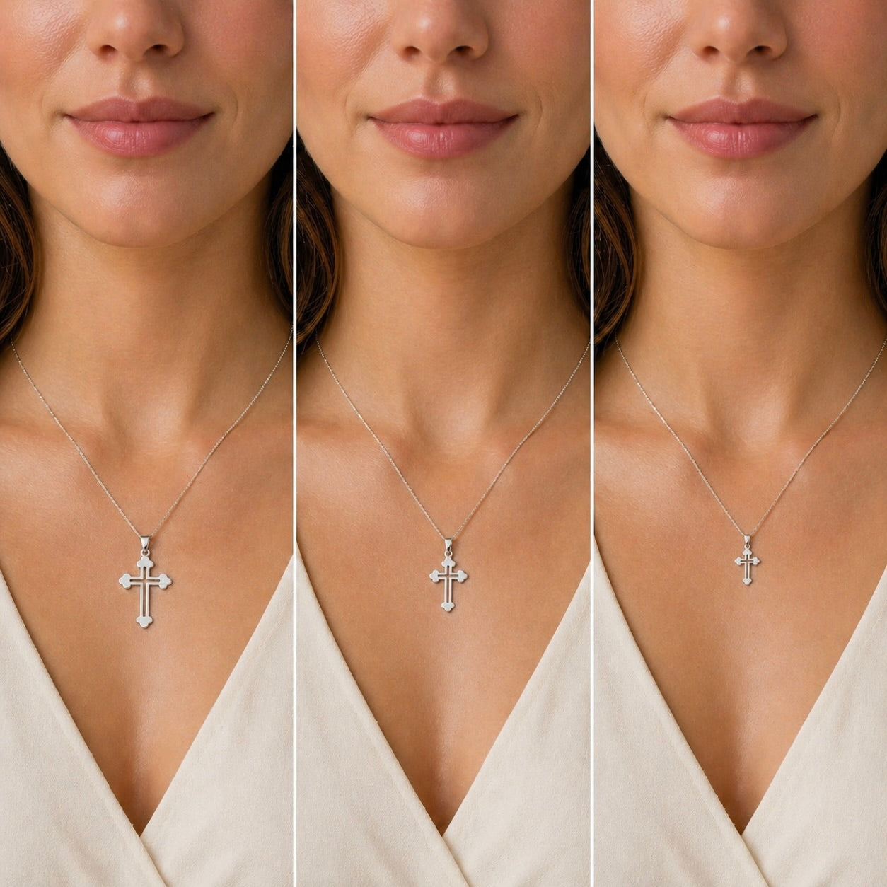 Sterling Silver 925 Trefoil Cross Pendant "Triad"