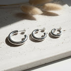 Sterling Silver 925 Chunky Huggie Hoop Stud Earrings "Piper"