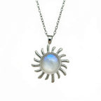 Sterling Silver 925 Moonstone Sun Charm Necklace Pendant "Alexia"