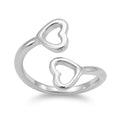 Sterling Silver 925 Double Heart Adjustable Wrap Ring "Amor"