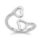 Sterling Silver 925 Double Heart Adjustable Wrap Ring "Amor"