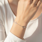 Sterling Silver 925 Openwork Four Leaf Clover Chain Bracelet "Oxalis"