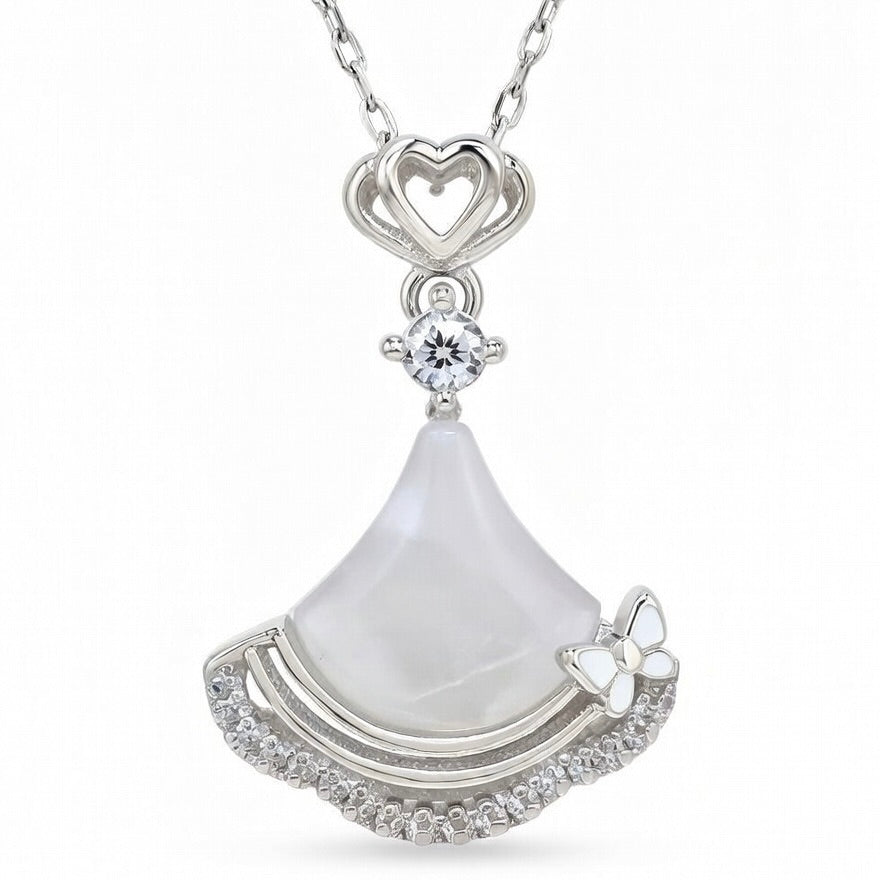 925 Sterling Silber Mondstein Zirkonia Halskettenanhänger „Morph“