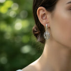 Sterling Silver 925 Drop Oval Earrings "Secret Garden"