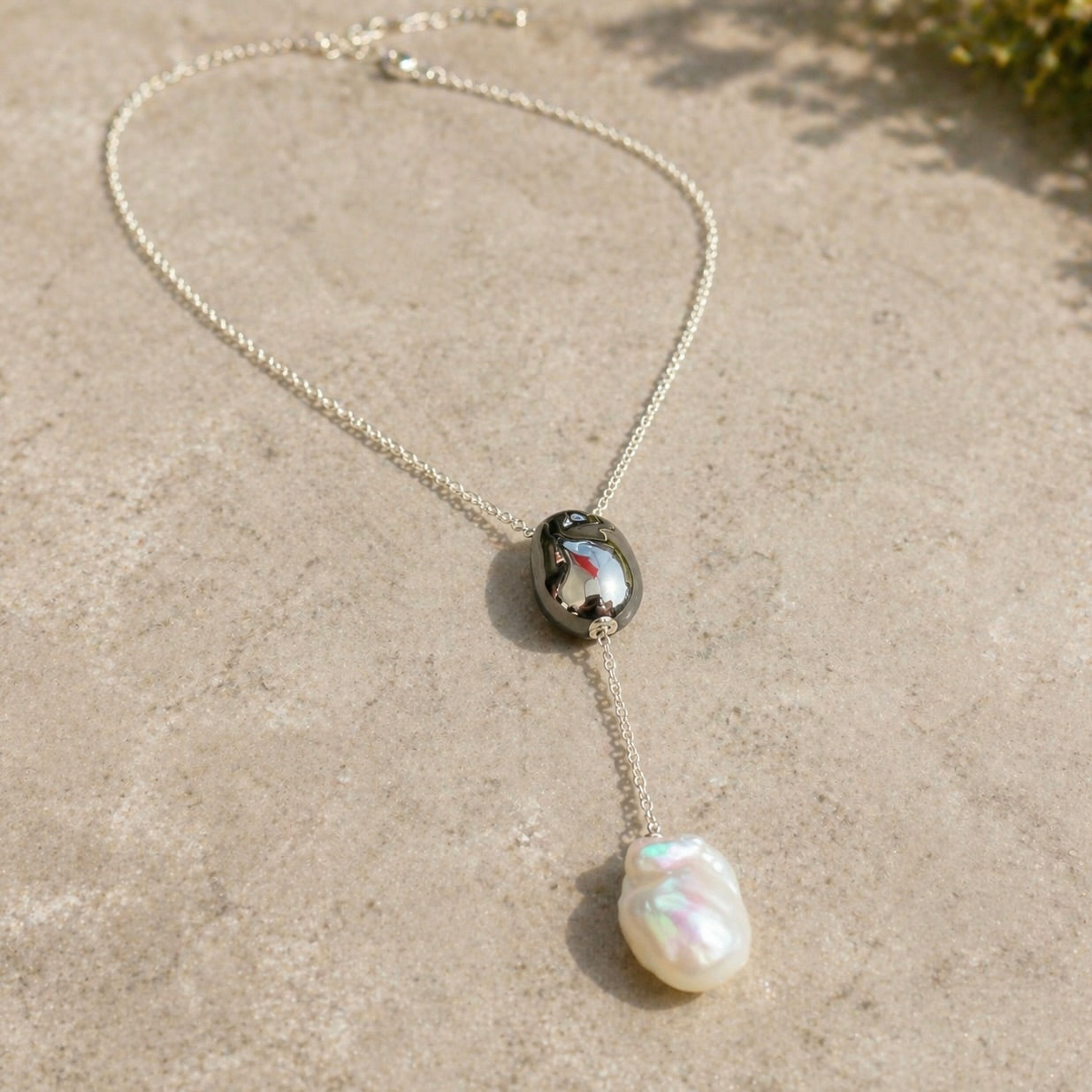 Sterling Silver 925 Pearl Necklace Pendant "Alluvial"