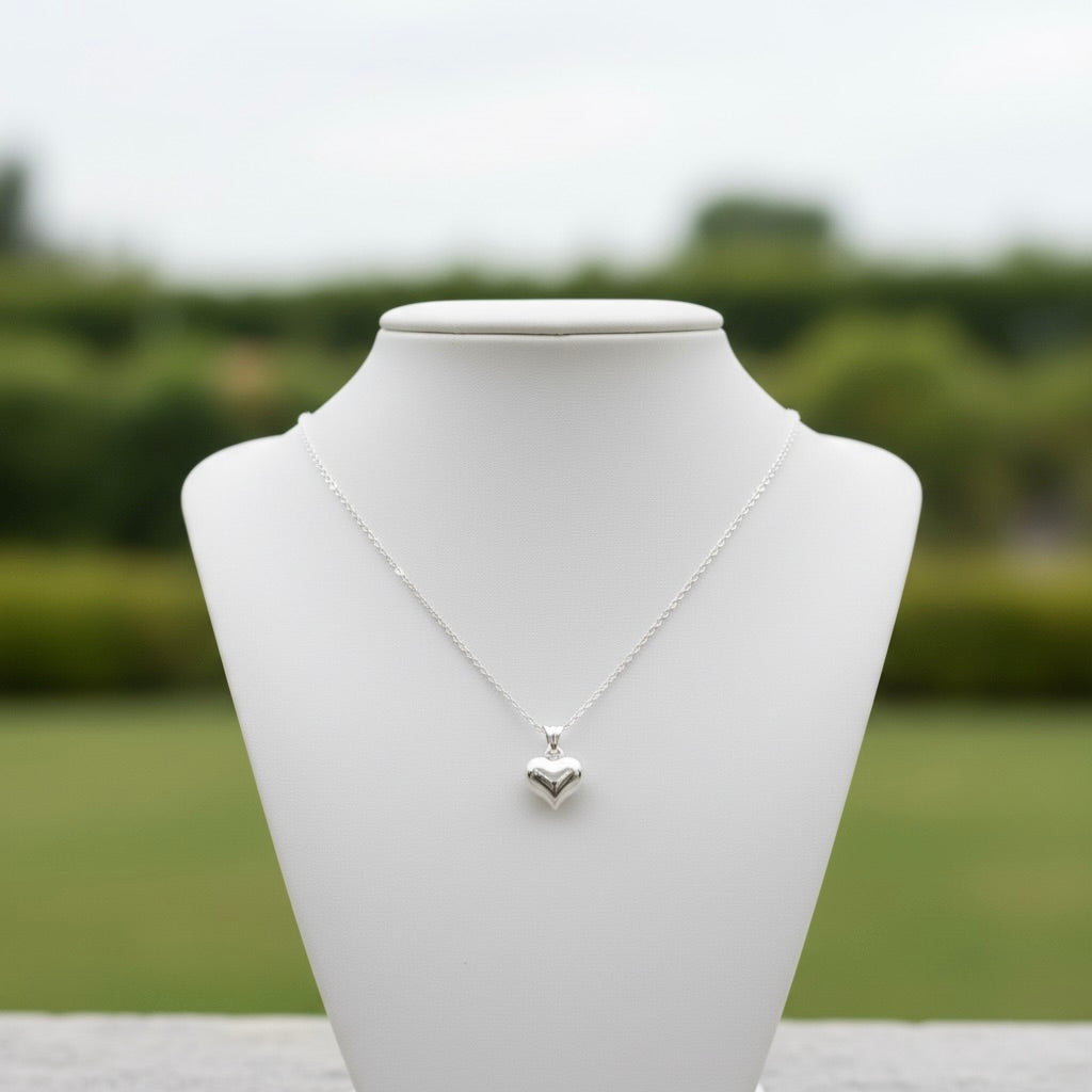Sterling Silver 925 Petite Heart Necklace Pendant "Coeur"