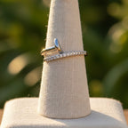 Sterling Silver 925 CZ Half Nail Adjustable Open Ring "L'ouvert"