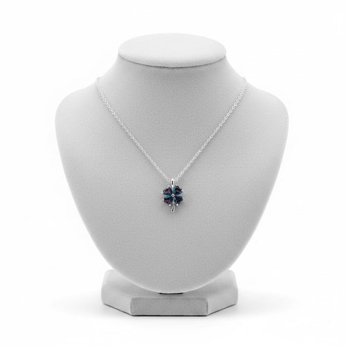 Sterling Silver 925 Clover Gem Necklace Pendant "Mystic Topaz"