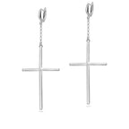 Sterling Silver 925 Cross Chain Drop Earrings "Grace"