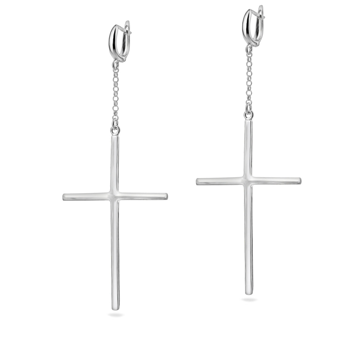 Sterling Silver 925 Cross Chain Drop Earrings "Grace"