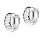 Sterling Silver 925 Huggie Hoop Earrings “Wave Crest”