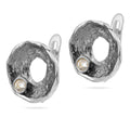 Sterling Silver 925 Oxidised CZ Earrings “Crater Glow”