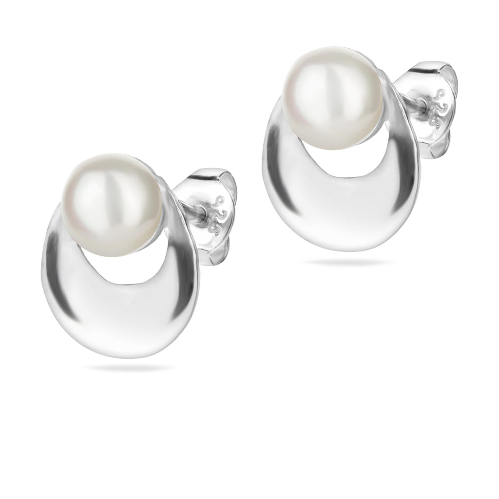 Ohrringe „Luna“ aus 925er Sterlingsilber mit Süßwasserperlen (6 mm)