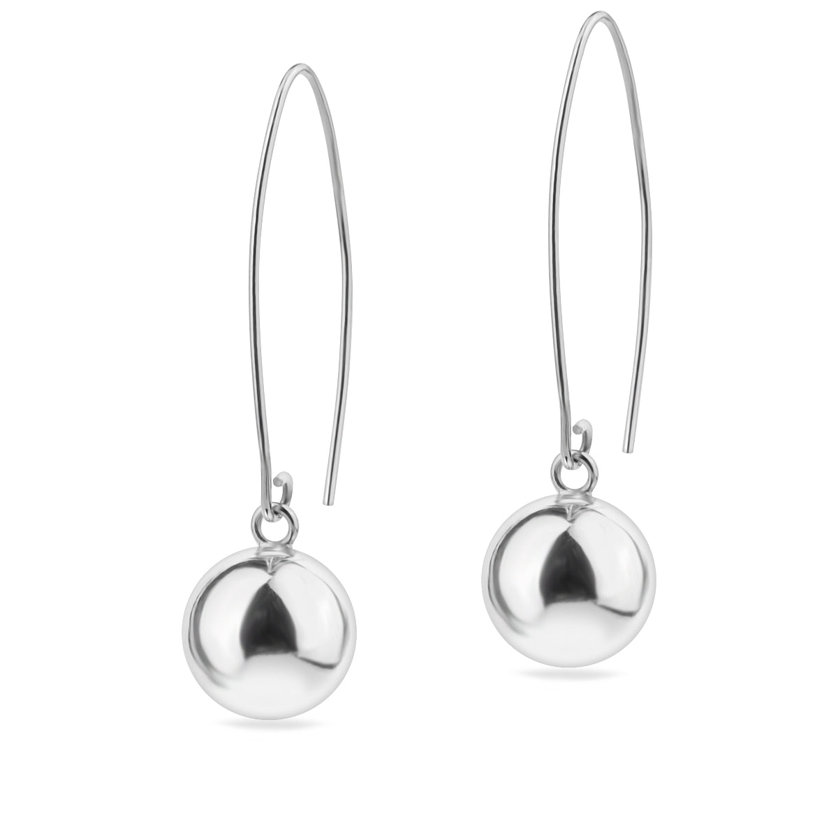 Sterling Silver 925 Dangle Drop Ball Earrings “Sphere”