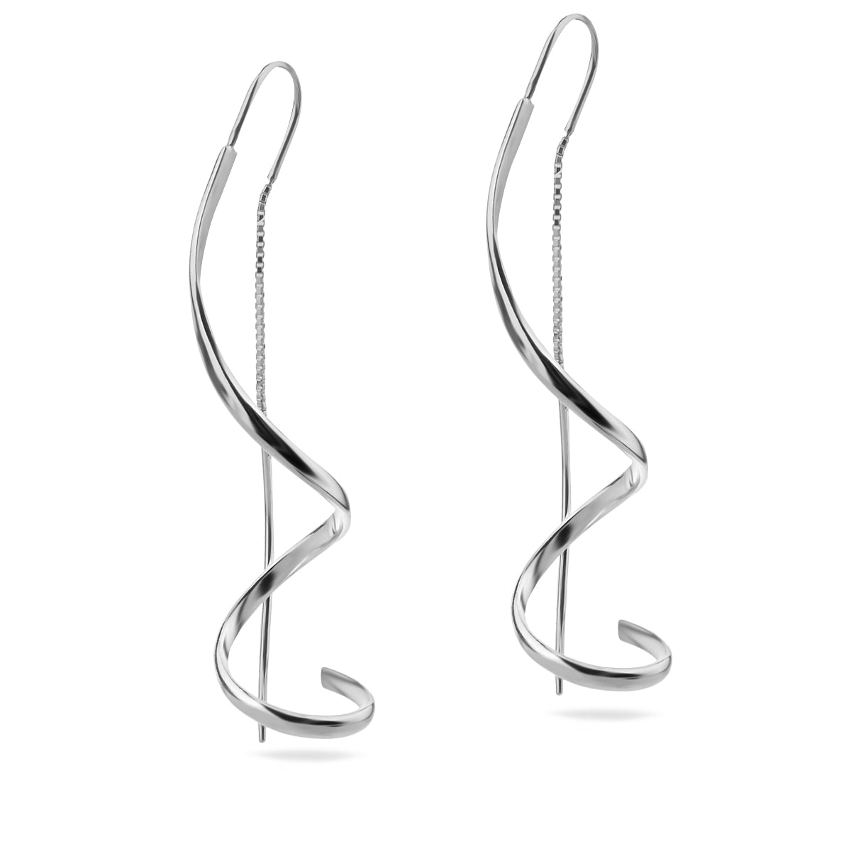 Sterling Silver 925 Spiral Threader Earrings "Twirl Twist"