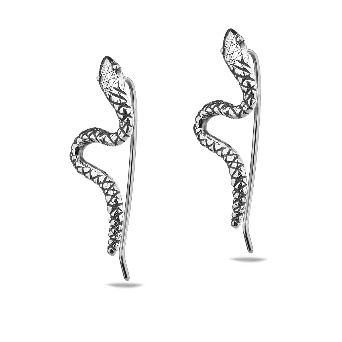 Sterling Silver 925 Snake Ear Climber Earrings "Viper II"