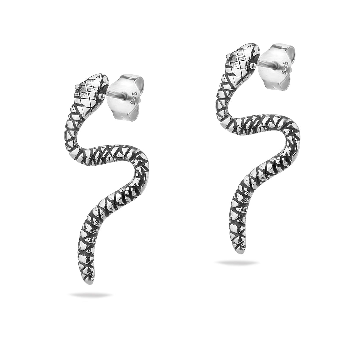 Sterling Silver 925 Snake Stud Earrings “Viper”