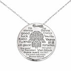 Sterling Silver 925 Multilingual Pendant Necklace "Good Luck"