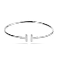 Sterling Silver 925 Open Cuff Bangle Bracelet "City"