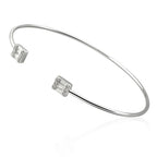 Sterling Silver 925 Open Bangle Bracelet with Sparkling CZ Gemstones “City Lights”