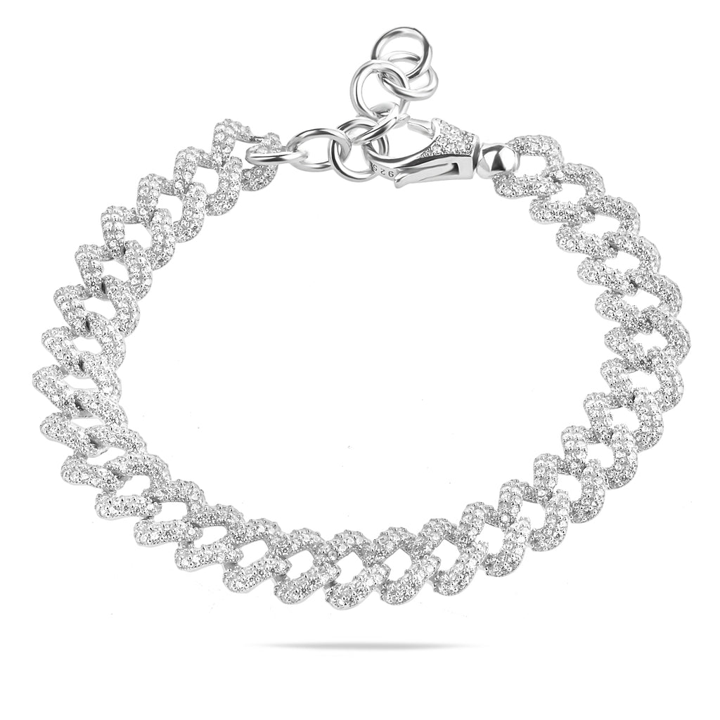 Armband aus Sterlingsilber 925 mit Zirkonia-Steinen im kubanischen Stil „Catena“