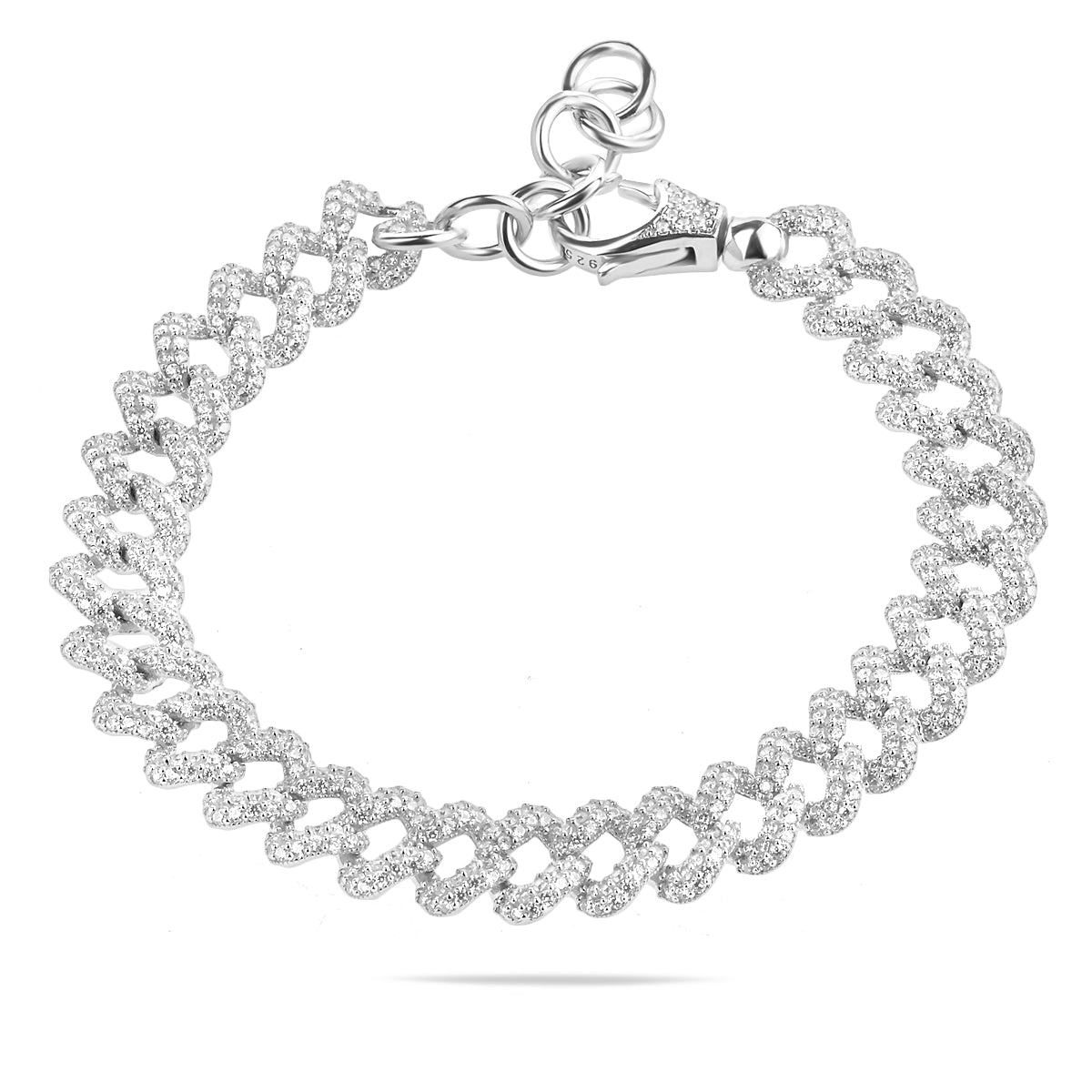 Sterling Silver 925 Iced Out CZ Cuban Link Bracelet "Catena"