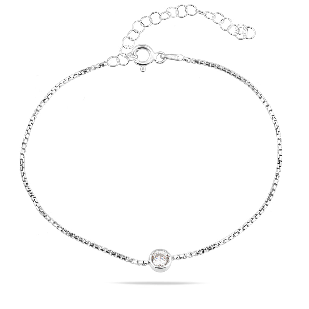 Armband aus Sterlingsilber 925 mit Zirkonia-Solitär „Gemma“