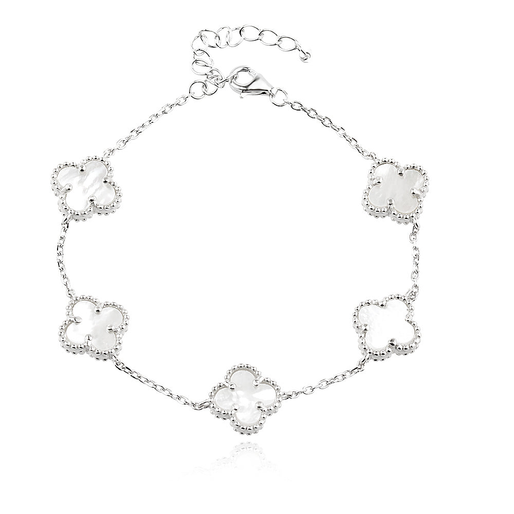 Sterling Silver 925 Mother of Pearl Clover Bracelet “Luminous”