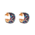 Sterling Silver 925 CZ Rose Gold Plated Stud Earrings "Aura"