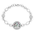 Sterling Silver 925 Tree of Life CZ Charm Chain Bracelet "Genesis"