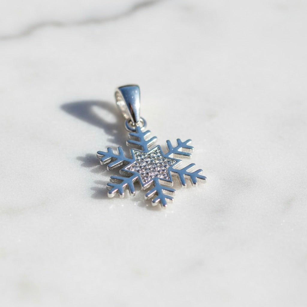 Sterling Silver 925 Snowflake CZ Pendant "Winter"