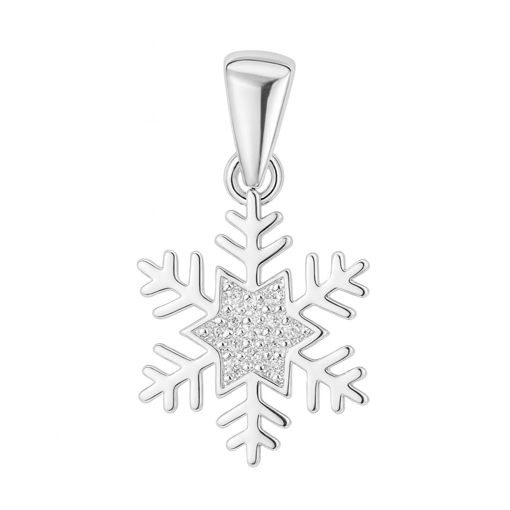 Sterling Silver 925 Snowflake CZ Pendant "Winter"