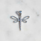 Sterling Silver 925 Dragonfly CZ Pendant "Fey"