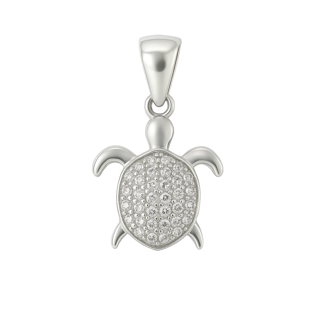 Sterling Silver 925 Sea Turtle CZ Pendant "Myrtle"