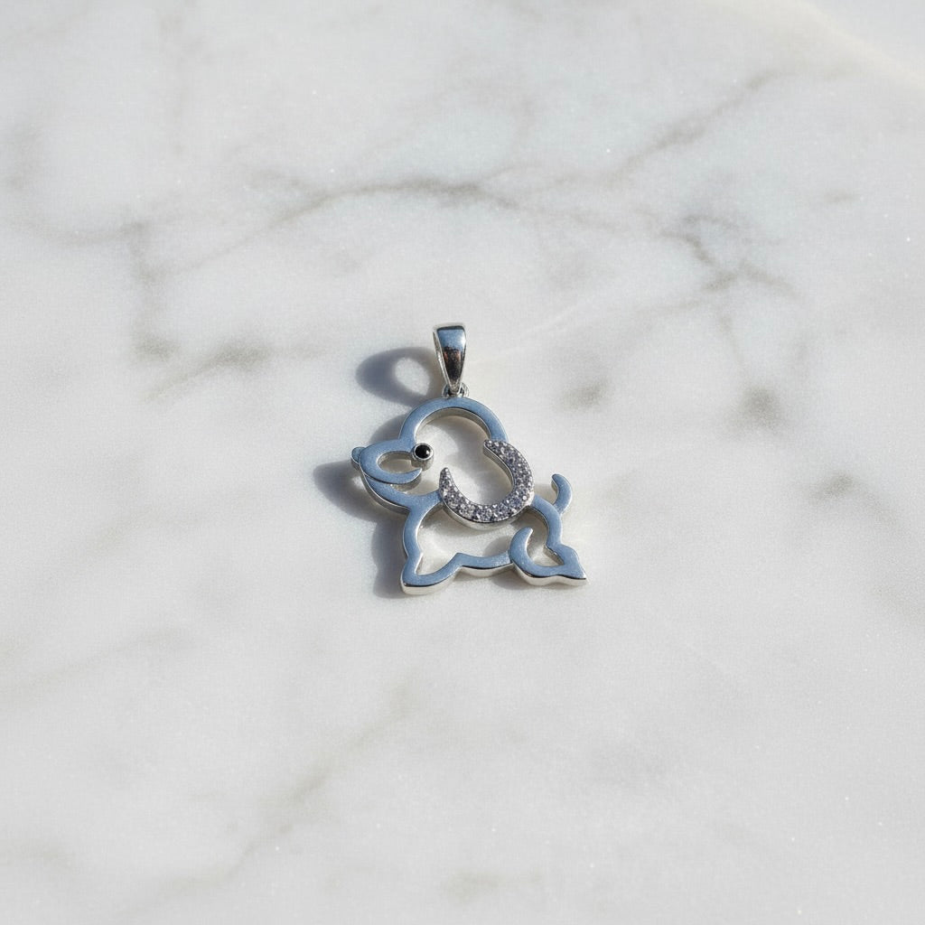 Sterling Silver 925 CZ Puppy Pendant "Tedi"