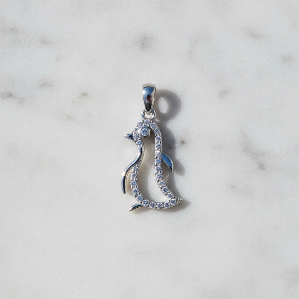 Sterling Silver 925 Penguin CZ Pendant "Galapagos"