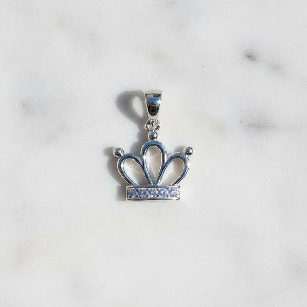 Sterling Silver 925 Royal Crown CZ Pendant "Tiara"