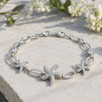 Sterling Silver 925 Seastar CZ Charm Chain Bracelet "Venus"