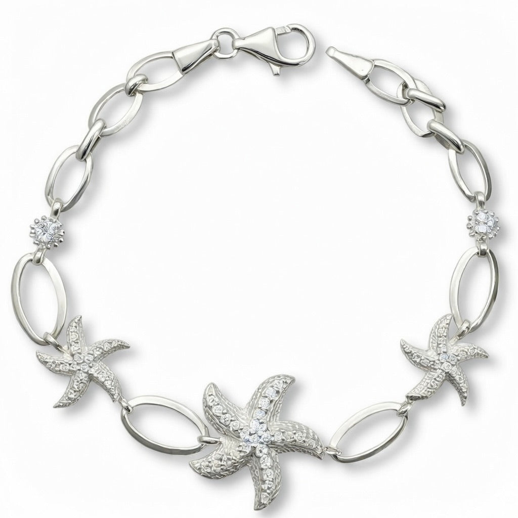 Armband "Venus" mit Seestern-Charm aus 925er Sterlingsilber mit Zirkonia