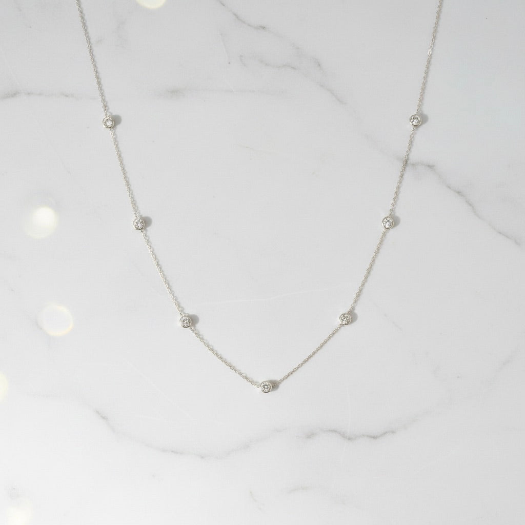 Sterling Silver 925 CZ Station Necklace "Phoebe"
