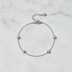 Sterling Silver 925 CZ Station Chain Bracelet "Phoebe"