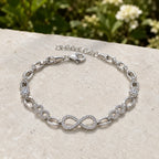 Sterling Silver 925 Infinity CZ Charm Chain Bracelet "Nth"