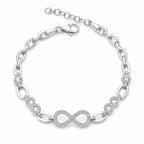 Sterling Silver 925 Infinity CZ Charm Chain Bracelet "Nth"