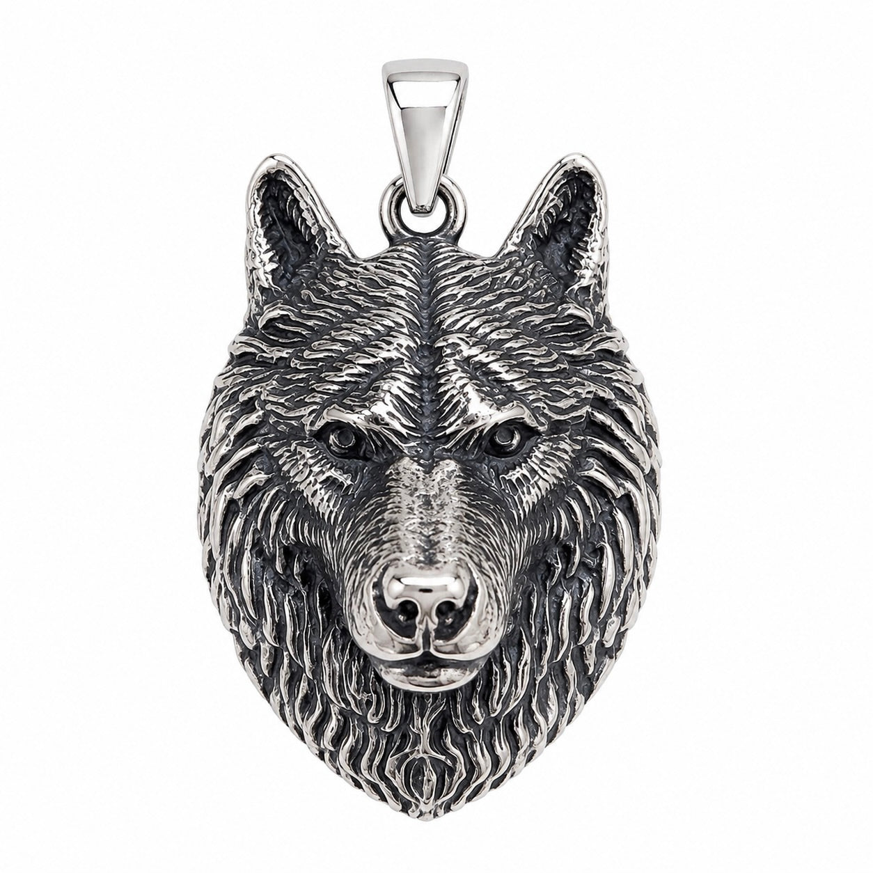 Sterling Silver 925 Wolf Head Pendant "Stark"