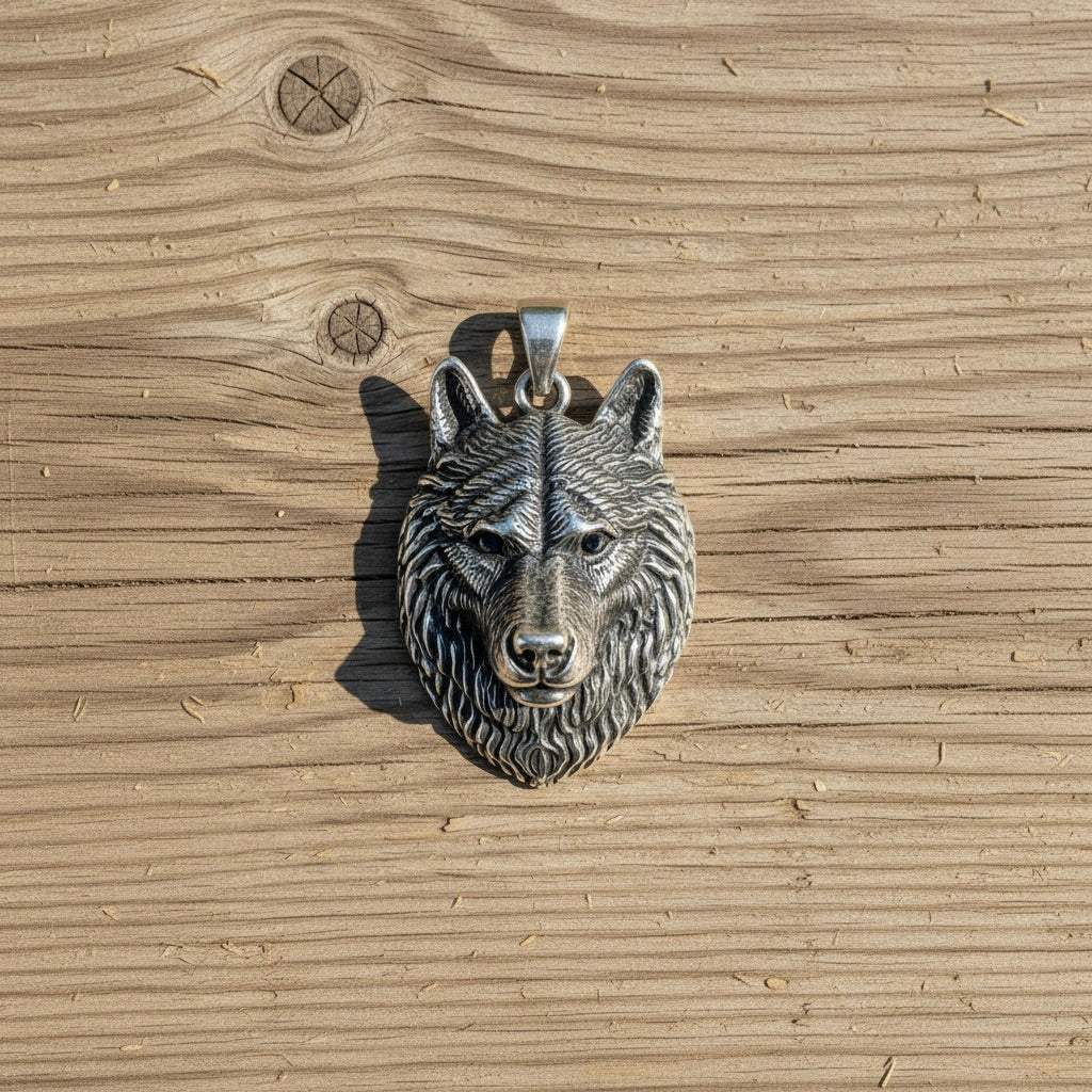 Sterling Silver 925 Wolf Head Pendant "Stark"