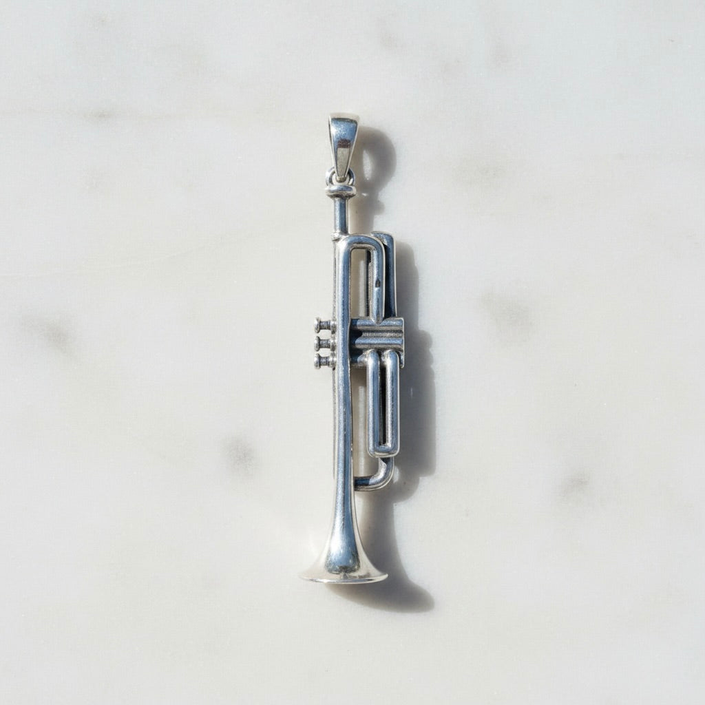 Sterling Silver 925 Trumpet Unisex Pendant "Jazzy"