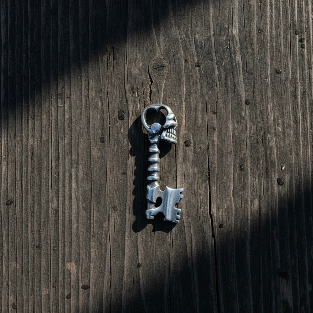 Sterling Silver 925 Skull Key Biker Pendant "Arkan"