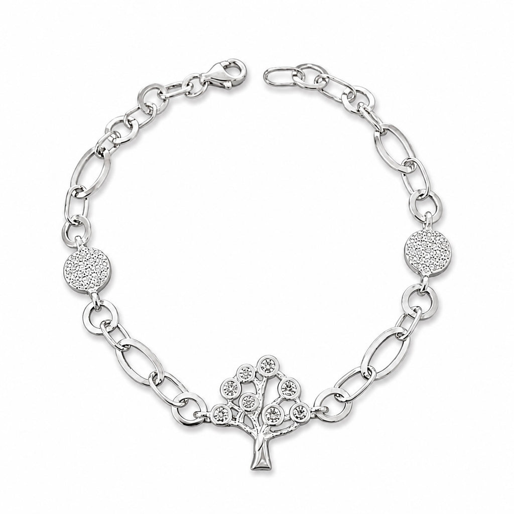 Armband aus 925er Sterlingsilber mit Lebensbaum- und Zirkonia-Anhänger „Arbor“